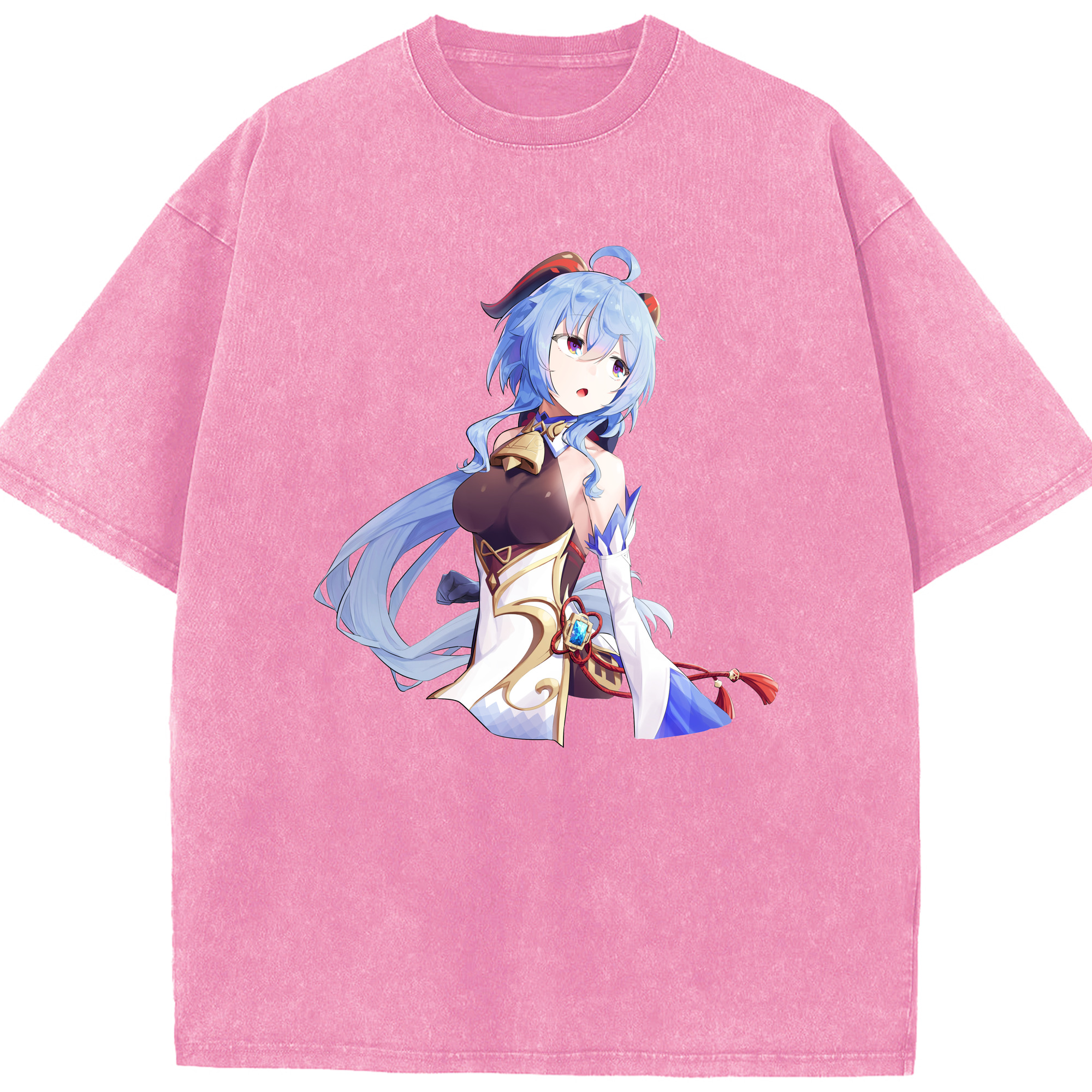 げんし神 甘雨 かんう genshin Ganyu 綿100% ヴィンテージ風 半袖Tシャツ（フロントプリント）